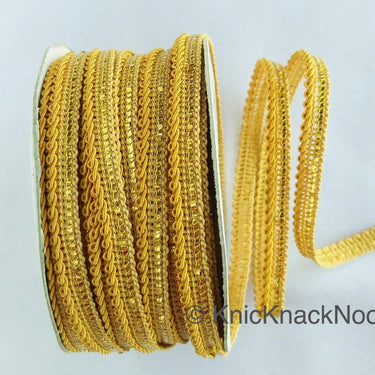 Bamboo Brown And Gold Gimp Trim, Approx. 8mm wide, Upholstery Trim